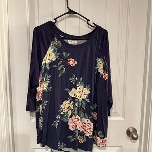 Maurices Blue Floral 24/7 Floral Jersey Tee